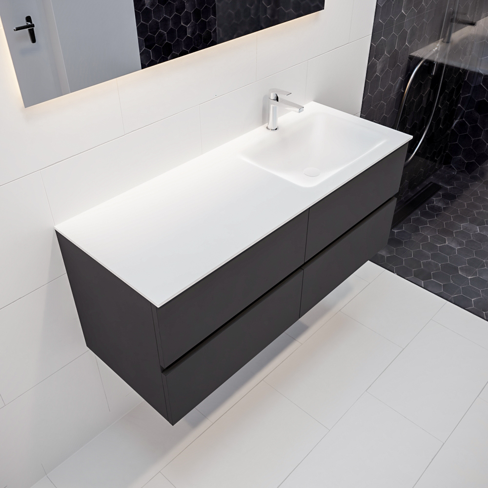 MONDIAZ VICA 120cm mueble de baño Dark Grey 4 cajones lavabo CLOUD Derecho 1 orificio. 1 MONDIAZ VICA 120cm mueble de baño Dark Grey 4 cajones lavabo CLOUD Derecho 1 orificio.
