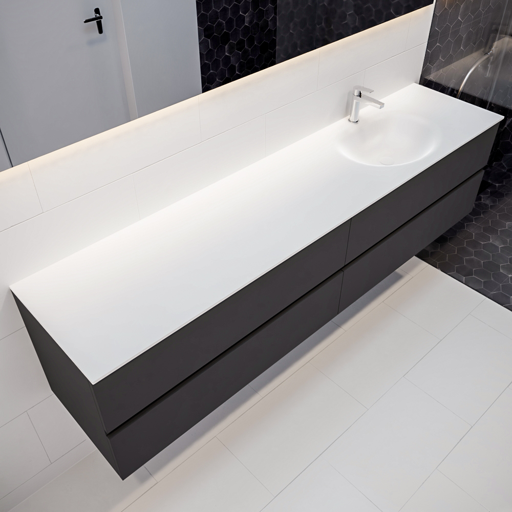 MONDIAZ VICA 200cm mueble de baño Dark Grey 4 cajones lavabo MOON Derecho 1 orificio. 1 MONDIAZ VICA 200cm mueble de baño Dark Grey 4 cajones lavabo MOON Derecho 1 orificio.