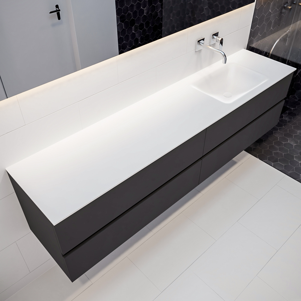 MONDIAZ VICA 200cm mueble de baño Dark Grey 4 cajones lavabo CLOUD Derecho sin orificio. 1 MONDIAZ VICA 200cm mueble de baño Dark Grey 4 cajones lavabo CLOUD Derecho sin orificio.