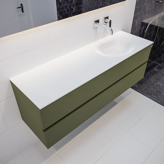 MONDIAZ VICA 150cm mueble de baño Army 2 cajones lavabo MOON Derecho sin orificio.