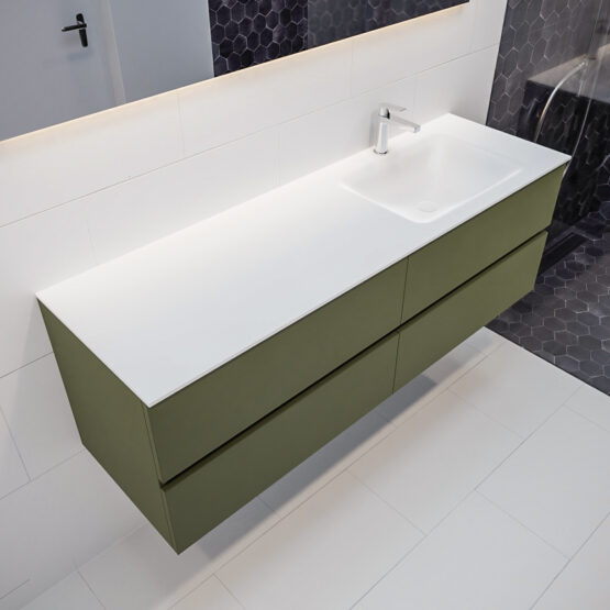 MONDIAZ VICA 150cm mueble de baño Army 4 cajones lavabo CLOUD Derecho 1 orificio.