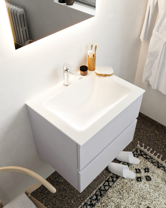 MONDIAZ VICA 60cm mueble de baño Cale 2 cajones lavabo CLOUD Centro 1 orificio.