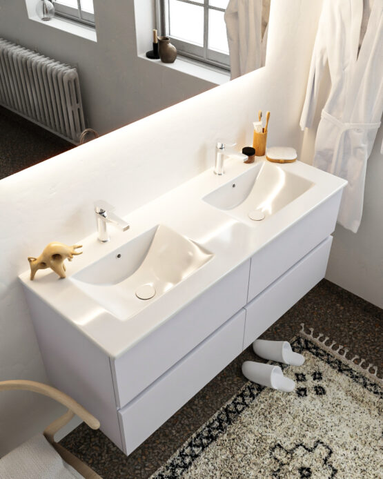 MONDIAZ VICA 120cm mueble de baño Cale 4 cajones lavabo DENIA Doble 2 orificios.