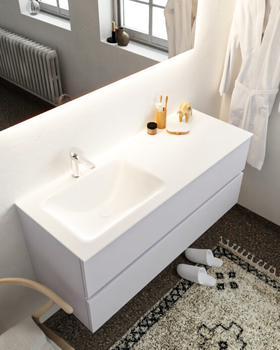 MONDIAZ VICA 120cm mueble de baño Cale 2 cajones lavabo CLOUD Izquierda 1 orificio.