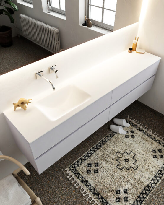 MONDIAZ VICA 200cm mueble de baño Cale 4 cajones lavabo CLOUD Izquierda sin orificio.