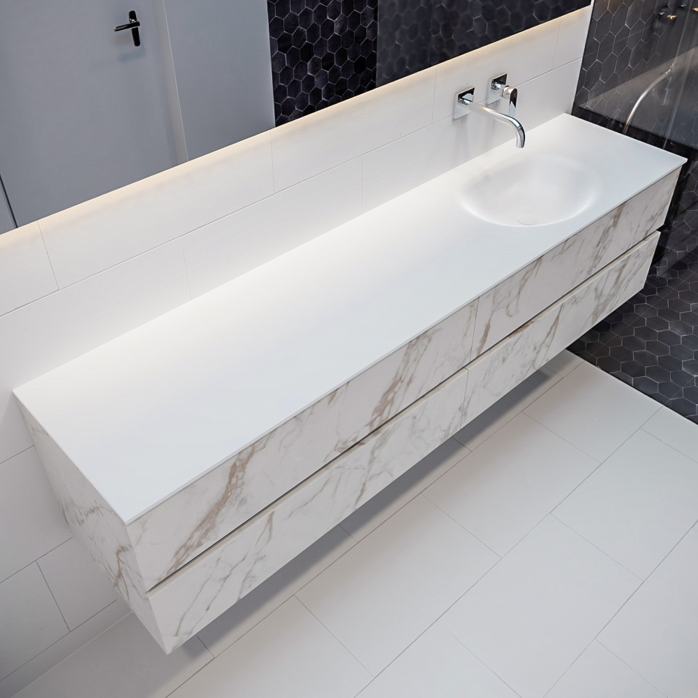 MONDIAZ VICA 200cm mueble de baño Carrara 4 cajones lavabo MOON Derecho sin orificio. 1 MONDIAZ VICA 200cm mueble de baño Carrara 4 cajones lavabo MOON Derecho sin orificio.