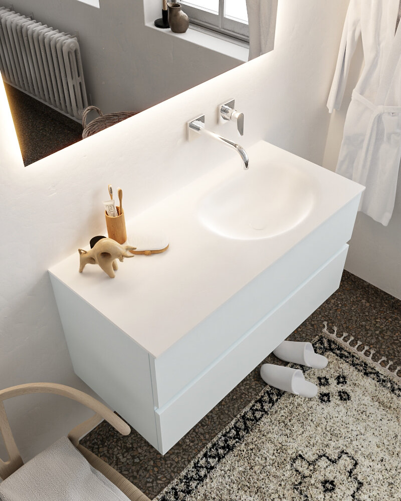 MONDIAZ VICA 100cm mueble de baño Clay 2 cajones lavabo MOON Derecho sin orificio. 1 MONDIAZ VICA 100cm mueble de baño Clay 2 cajones lavabo MOON Derecho sin orificio.