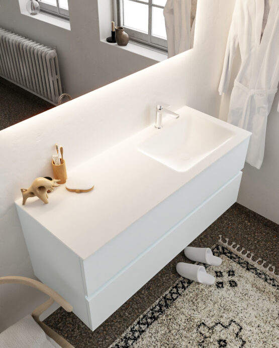 MONDIAZ VICA 120cm mueble de baño Clay 2 cajones lavabo CLOUD Derecho 1 orificio.