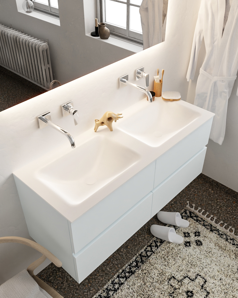 MONDIAZ VICA 120cm mueble de baño Clay 4 cajones lavabo CLOUD Doble sin orificio. 1 MONDIAZ VICA 120cm mueble de baño Clay 4 cajones lavabo CLOUD Doble sin orificio.
