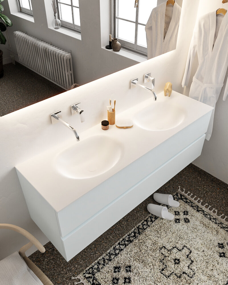 MONDIAZ VICA 150cm mueble de baño Clay 2 cajones lavabo MOON Doble sin orificio. 1 MONDIAZ VICA 150cm mueble de baño Clay 2 cajones lavabo MOON Doble sin orificio.