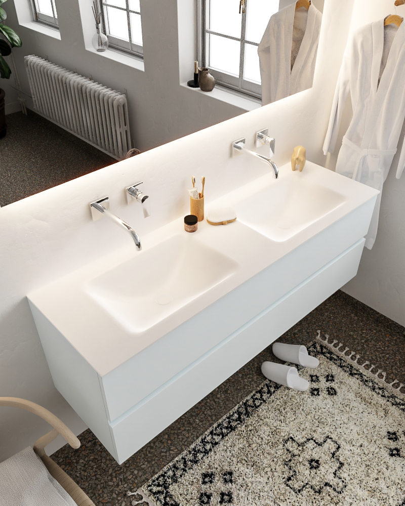 MONDIAZ VICA 150cm mueble de baño Clay 2 cajones lavabo CLOUD Doble sin orificio. 1 MONDIAZ VICA 150cm mueble de baño Clay 2 cajones lavabo CLOUD Doble sin orificio.