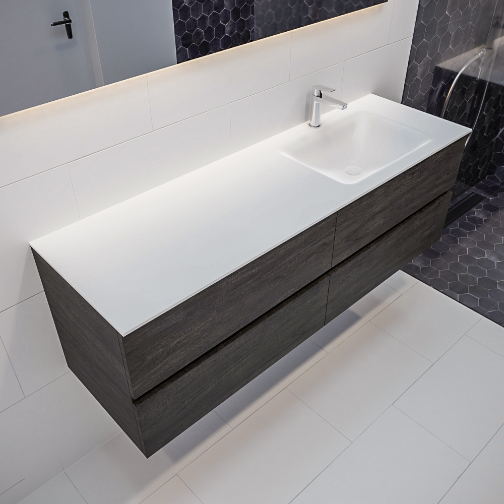 MONDIAZ VICA 150cm mueble de baño Dark Brown 4 cajones lavabo CLOUD Derecho 1 orificio. 1 MONDIAZ VICA 150cm mueble de baño Dark Brown 4 cajones lavabo CLOUD Derecho 1 orificio.