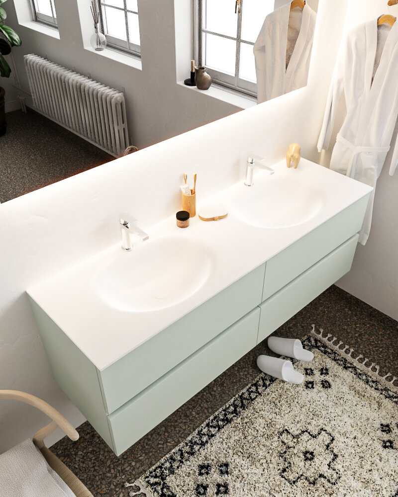 MONDIAZ VICA 150cm mueble de baño Greey 4 cajones lavabo MOON Doble 2 orificios. 1 MONDIAZ VICA 150cm mueble de baño Greey 4 cajones lavabo MOON Doble 2 orificios.