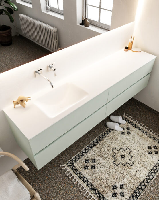 MONDIAZ VICA 200cm mueble de baño Greey 4 cajones lavabo CLOUD Izquierda sin orificio.