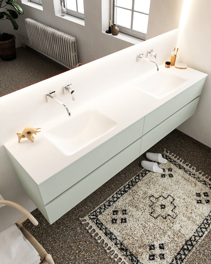 MONDIAZ VICA 200cm mueble de baño Greey 4 cajones lavabo CLOUD Doble sin orificio. 1 MONDIAZ VICA 200cm mueble de baño Greey 4 cajones lavabo CLOUD Doble sin orificio.