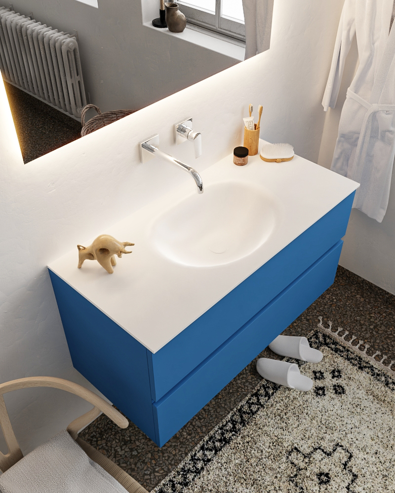 MONDIAZ VICA 100cm mueble de baño Jeans 2 cajones lavabo MOON Centro sin orificio. 1 MONDIAZ VICA 100cm mueble de baño Jeans 2 cajones lavabo MOON Centro sin orificio.