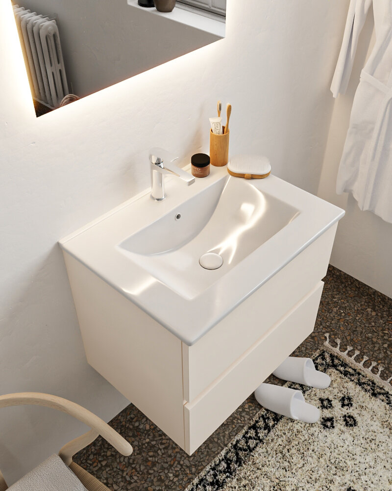 MONDIAZ VICA 60cm mueble de baño Linen 2 cajones lavabo DENIA Centro 1 orificio. 1 MONDIAZ VICA 60cm mueble de baño Linen 2 cajones lavabo DENIA Centro 1 orificio.