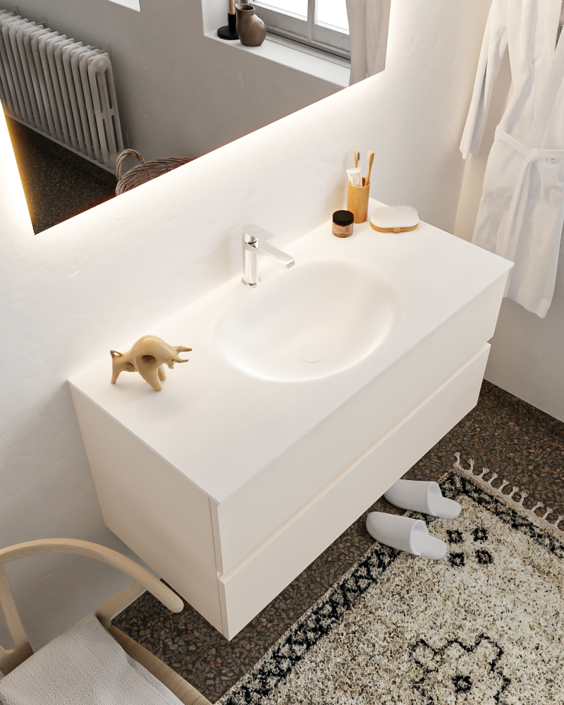 MONDIAZ VICA 100cm mueble de baño Linen 2 cajones lavabo MOON Centro 1 orificio. 1 MONDIAZ VICA 100cm mueble de baño Linen 2 cajones lavabo MOON Centro 1 orificio.