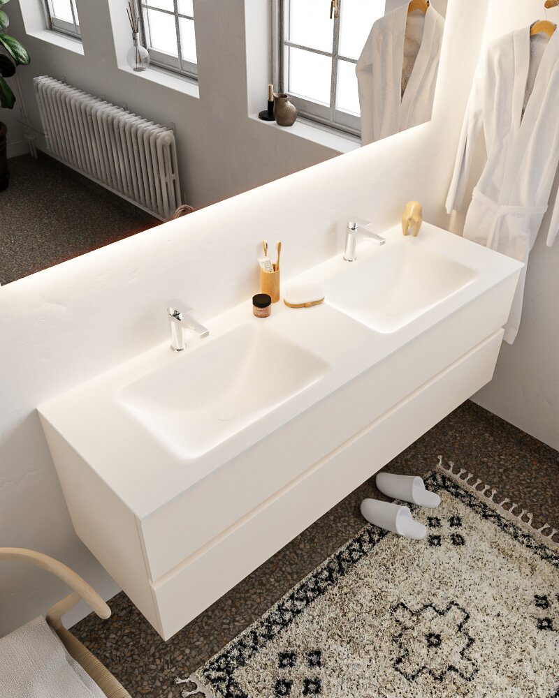 MONDIAZ VICA 150cm mueble de baño Linen 2 cajones lavabo CLOUD Doble 2 orificios. 1 MONDIAZ VICA 150cm mueble de baño Linen 2 cajones lavabo CLOUD Doble 2 orificios.