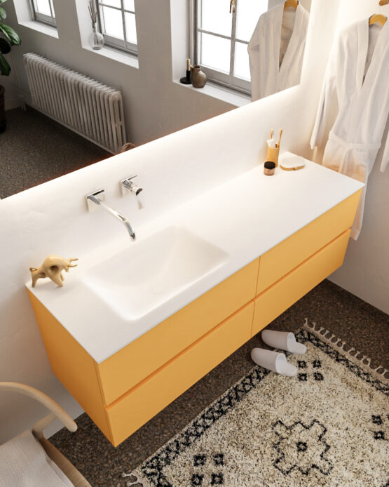 MONDIAZ VICA 150cm mueble de baño Ocher 4 cajones lavabo CLOUD Izquierda sin orificio.