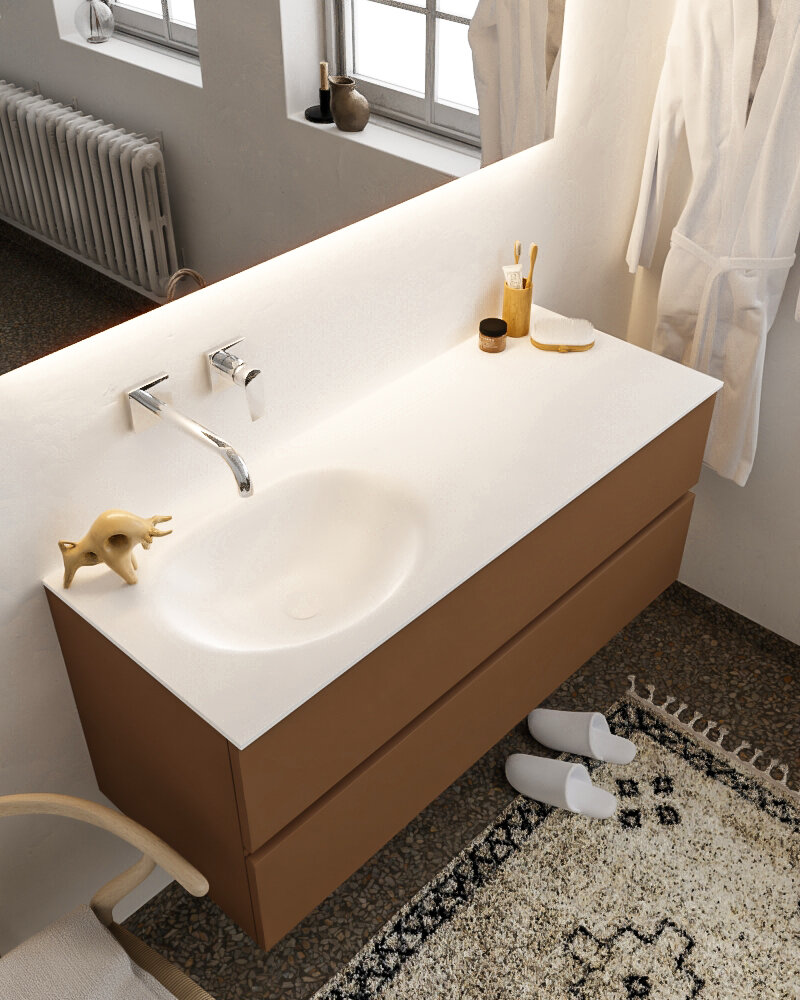 MONDIAZ VICA 120cm mueble de baño Rust 2 cajones lavabo MOON Izquierda sin orificio. 1 MONDIAZ VICA 120cm mueble de baño Rust 2 cajones lavabo MOON Izquierda sin orificio.