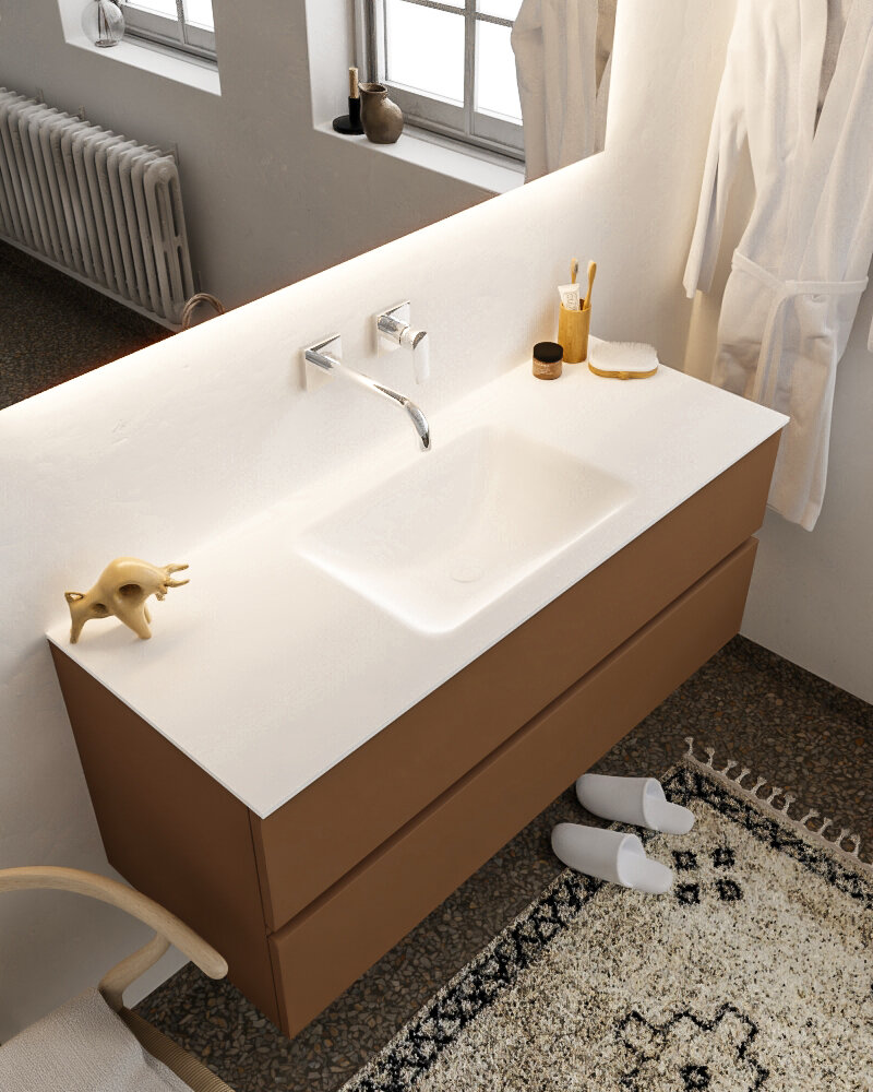 MONDIAZ VICA 120cm mueble de baño Rust 2 cajones lavabo CLOUD Centro sin orificio. 1 MONDIAZ VICA 120cm mueble de baño Rust 2 cajones lavabo CLOUD Centro sin orificio.