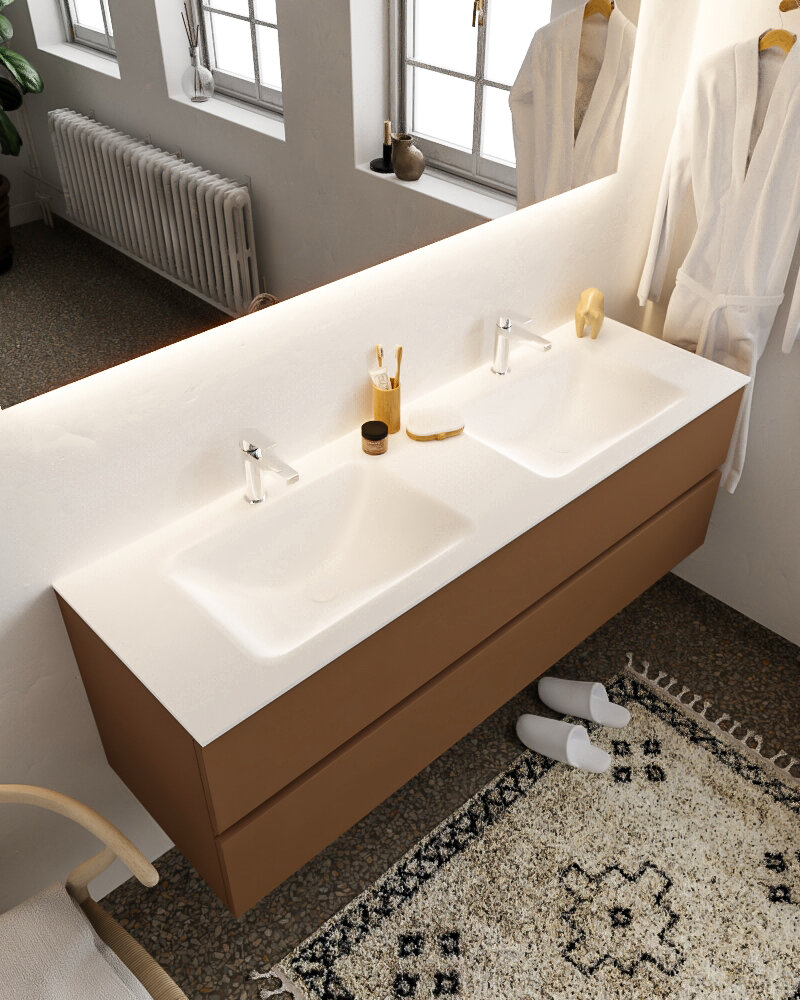 MONDIAZ VICA 150cm mueble de baño Rust 2 cajones lavabo CLOUD Doble 2 orificios. 1 MONDIAZ VICA 150cm mueble de baño Rust 2 cajones lavabo CLOUD Doble 2 orificios.