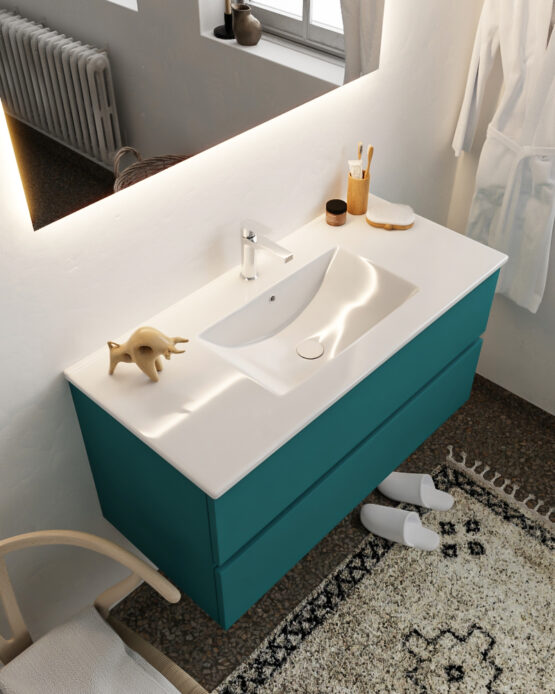 MONDIAZ VICA 100cm mueble de baño Smag 2 cajones lavabo DENIA Centro 1 orificio.