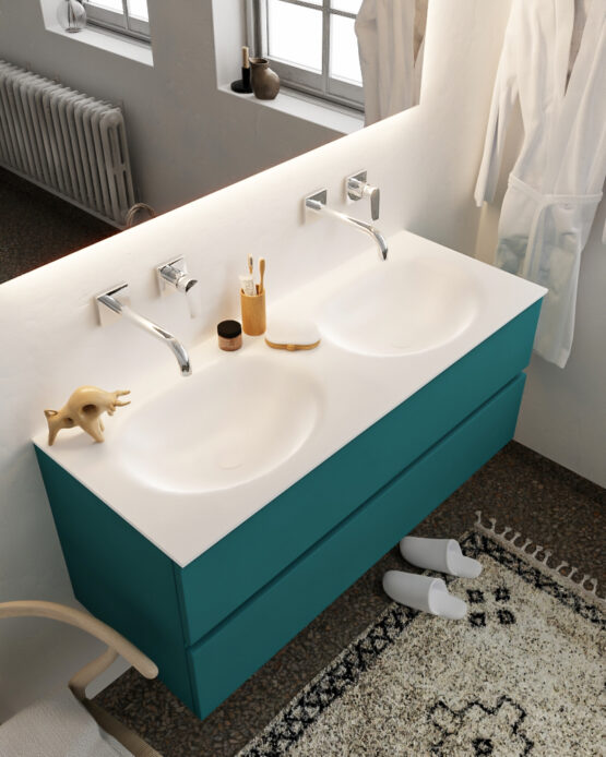 MONDIAZ VICA 120cm mueble de baño Smag 2 cajones lavabo MOON Doble sin orificio.