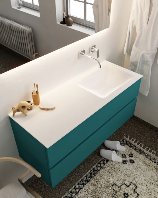 MONDIAZ VICA 120cm mueble de baño Smag 2 cajones lavabo CLOUD Derecho sin orificio.