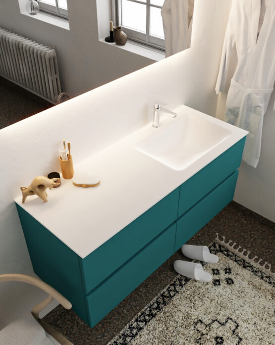 MONDIAZ VICA 120cm mueble de baño Smag 4 cajones lavabo CLOUD Derecho 1 orificio.