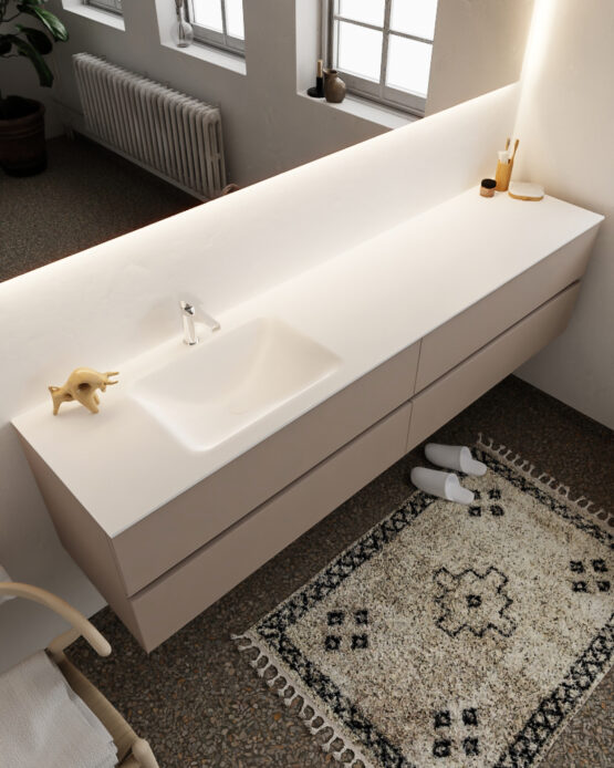 MONDIAZ VICA 200cm mueble de baño Smoke 4 cajones lavabo CLOUD Izquierda 1 orificio.