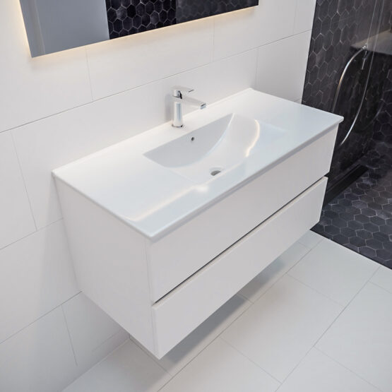 MONDIAZ VICA 100cm mueble de baño Talc 2 cajones lavabo DENIA Centro 1 orificio.