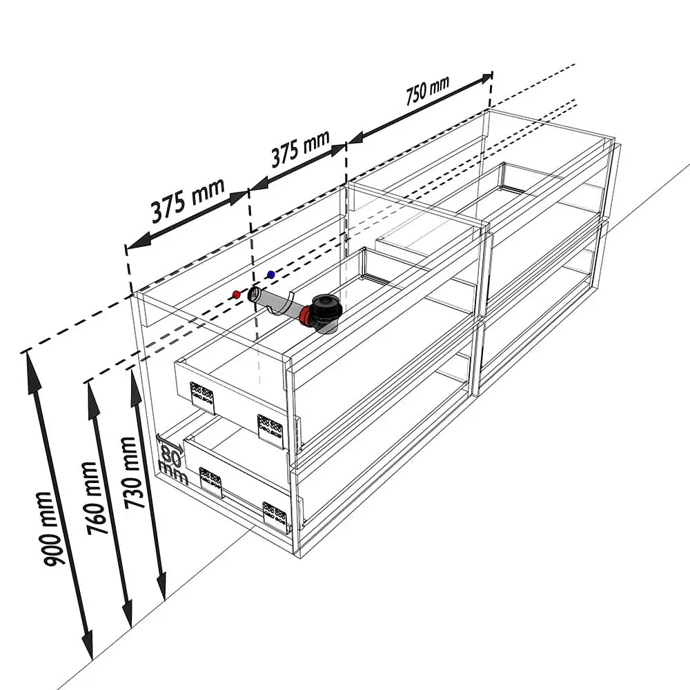 MONDIAZ VICA 150cm mueble de baño Carrara 4 cajones lavabo CLOUD Izquierda sin orificio con espejo LED. - Imagen 5