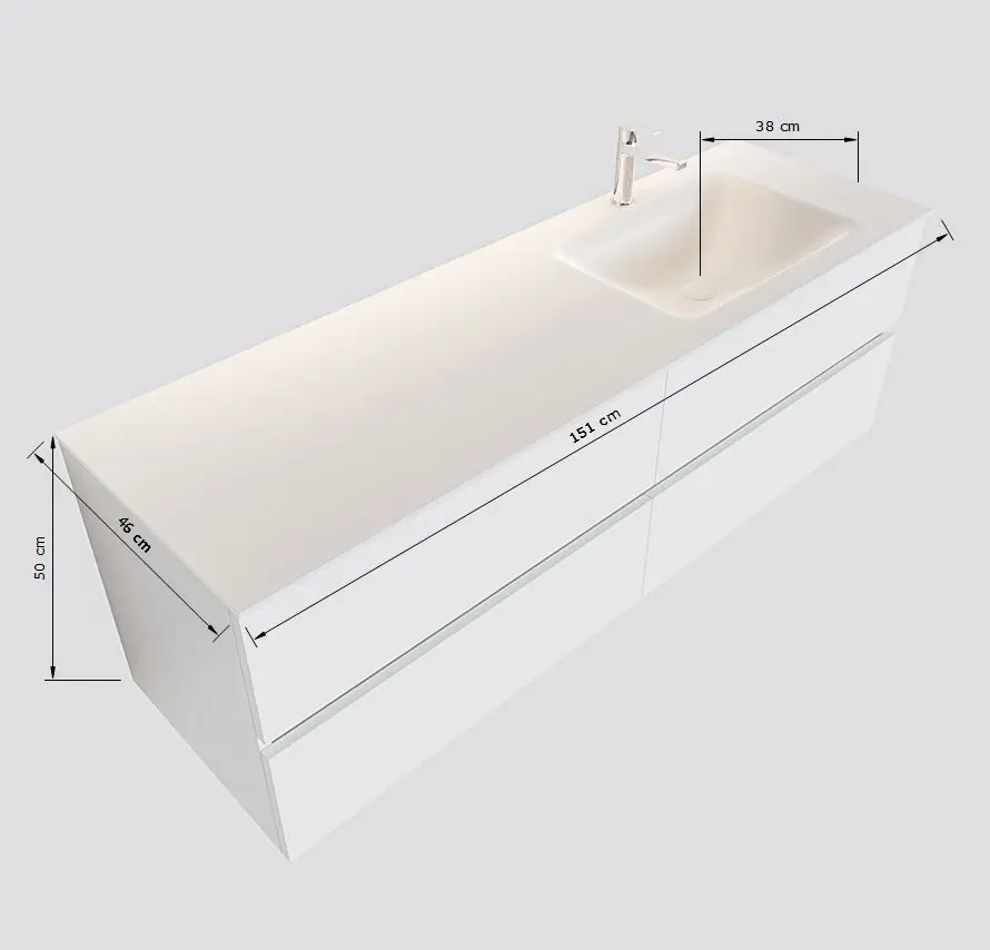MONDIAZ VICA 150cm mueble de baño Linen 4 cajones lavabo MOON Derecho 1 orificio con espejo LED. 4 MONDIAZ VICA 150cm mueble de baño Linen 4 cajones lavabo MOON Derecho 1 orificio con espejo LED. - Imagen 4