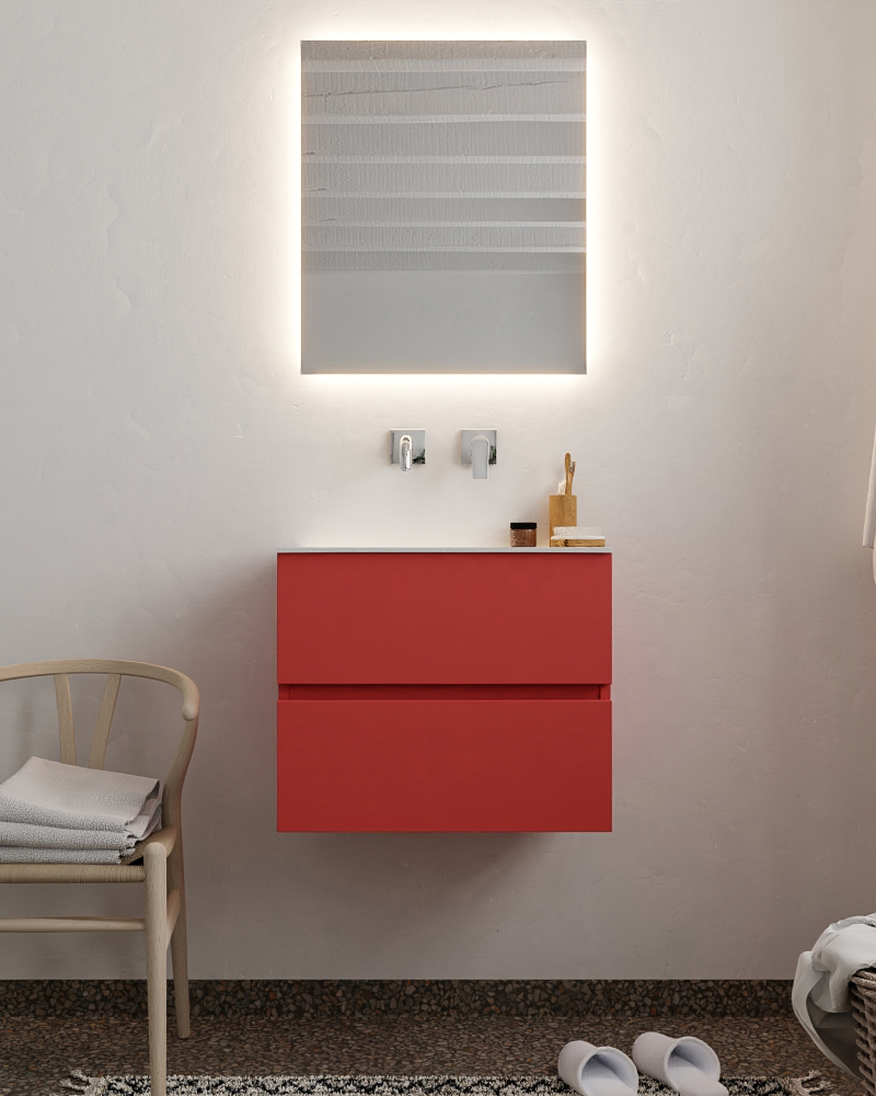 MONDIAZ VICA 60cm mueble de baño Fire 2 cajones lavabo MOON Centro sin orificio con espejo LED. 3 MONDIAZ VICA 60cm mueble de baño Fire 2 cajones lavabo MOON Centro sin orificio con espejo LED. - Imagen 3