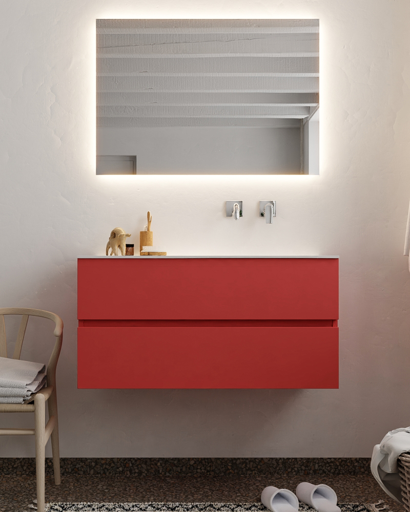 MONDIAZ VICA 100cm mueble de baño Fire 2 cajones lavabo MOON Derecho sin orificio. 3 MONDIAZ VICA 100cm mueble de baño Fire 2 cajones lavabo MOON Derecho sin orificio. - Imagen 3
