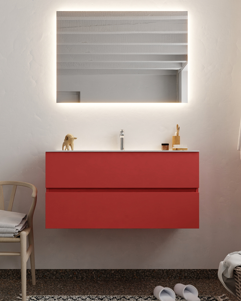 MONDIAZ VICA 100cm mueble de baño Fire 2 cajones lavabo CLOUD Centro 1 orificio. 3 MONDIAZ VICA 100cm mueble de baño Fire 2 cajones lavabo CLOUD Centro 1 orificio. - Imagen 3