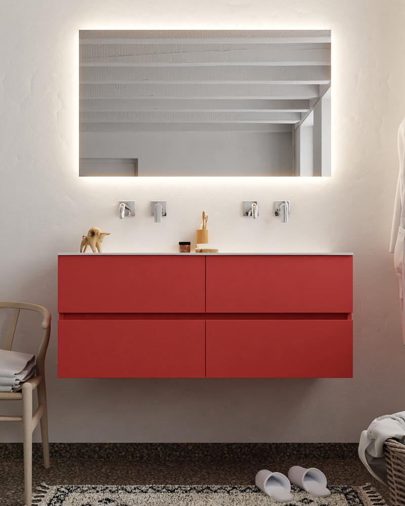 MONDIAZ VICA 120cm mueble de baño Fire 4 cajones lavabo MOON Doble sin orificio. 3 MONDIAZ VICA 120cm mueble de baño Fire 4 cajones lavabo MOON Doble sin orificio. - Imagen 3