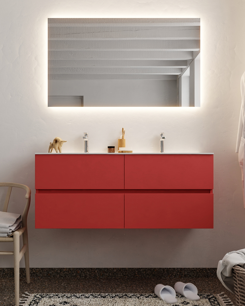 MONDIAZ VICA 120cm mueble de baño Fire 4 cajones lavabo MOON Doble 2 orificios. 3 MONDIAZ VICA 120cm mueble de baño Fire 4 cajones lavabo MOON Doble 2 orificios. - Imagen 3