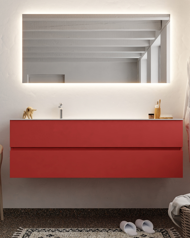 MONDIAZ VICA 150cm mueble de baño Fire 2 cajones lavabo CLOUD Izquierda 1 orificio con espejo LED. 3 MONDIAZ VICA 150cm mueble de baño Fire 2 cajones lavabo CLOUD Izquierda 1 orificio con espejo LED. - Imagen 3