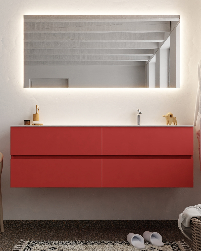 MONDIAZ VICA 150cm mueble de baño Fire 4 cajones lavabo CLOUD Derecho 1 orificio con espejo LED. 3 MONDIAZ VICA 150cm mueble de baño Fire 4 cajones lavabo CLOUD Derecho 1 orificio con espejo LED. - Imagen 3