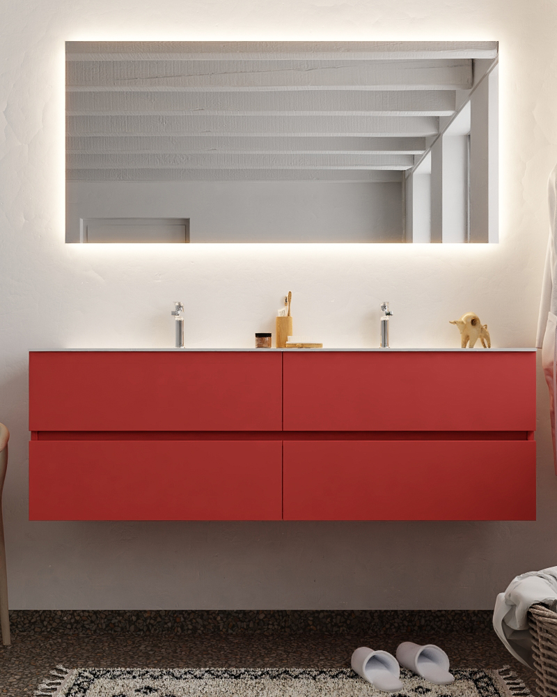 MONDIAZ VICA 150cm mueble de baño Fire 4 cajones lavabo CLOUD Doble 2 orificios con espejo LED. 3 MONDIAZ VICA 150cm mueble de baño Fire 4 cajones lavabo CLOUD Doble 2 orificios con espejo LED. - Imagen 3