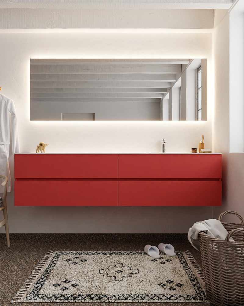 MONDIAZ VICA 200cm mueble de baño Fire 4 cajones lavabo MOON Derecho 1 orificio con espejo LED. 3 MONDIAZ VICA 200cm mueble de baño Fire 4 cajones lavabo MOON Derecho 1 orificio con espejo LED. - Imagen 3
