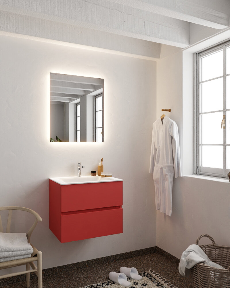MONDIAZ VICA 60cm mueble de baño Fire 2 cajones lavabo CLOUD Centro 1 orificio. 2 MONDIAZ VICA 60cm mueble de baño Fire 2 cajones lavabo CLOUD Centro 1 orificio. - Imagen 2