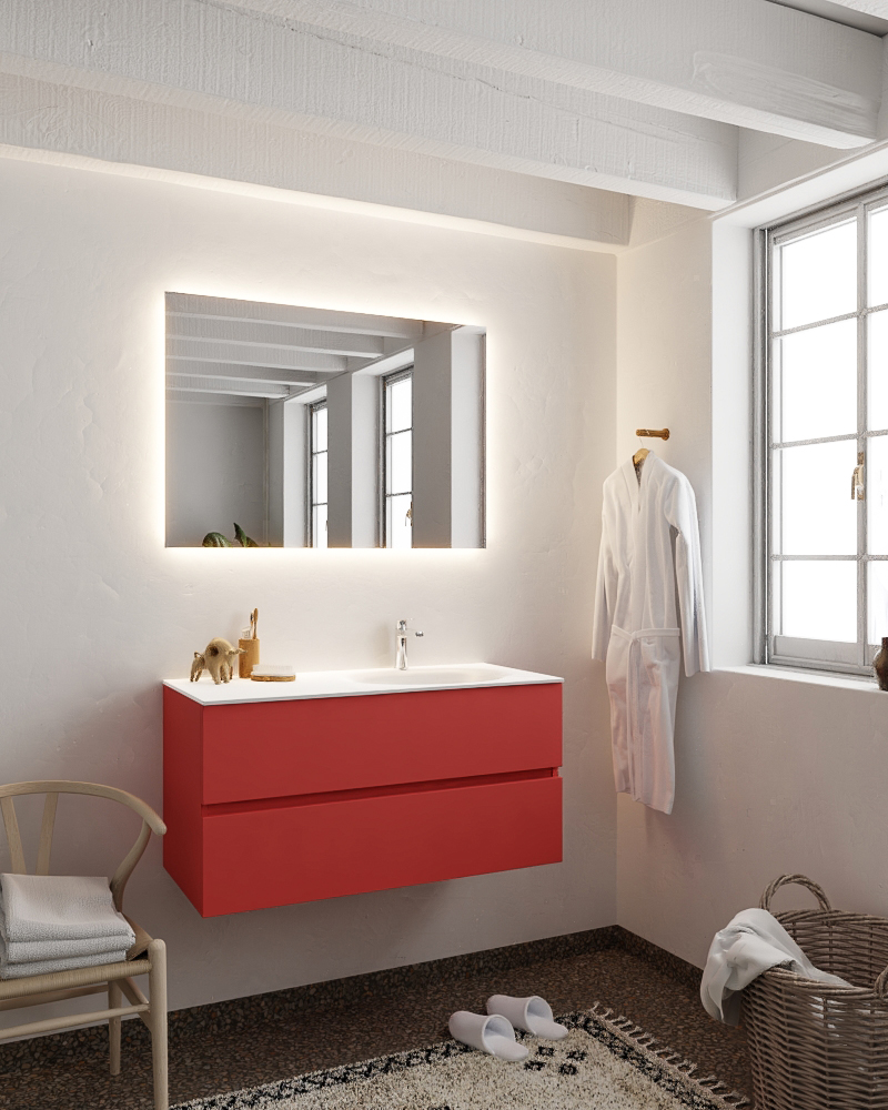 MONDIAZ VICA 100cm mueble de baño Fire 2 cajones lavabo MOON Derecho 1 orificio. 2 MONDIAZ VICA 100cm mueble de baño Fire 2 cajones lavabo MOON Derecho 1 orificio. - Imagen 2