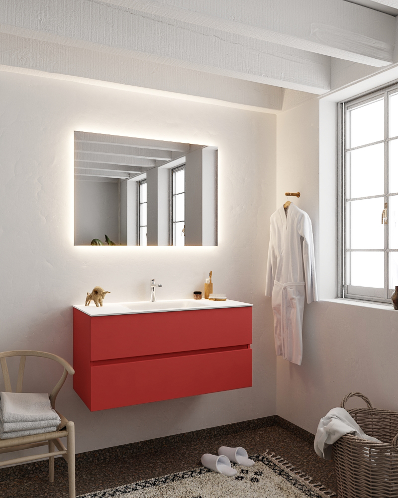 MONDIAZ VICA 100cm mueble de baño Fire 2 cajones lavabo CLOUD Centro 1 orificio. 2 MONDIAZ VICA 100cm mueble de baño Fire 2 cajones lavabo CLOUD Centro 1 orificio. - Imagen 2