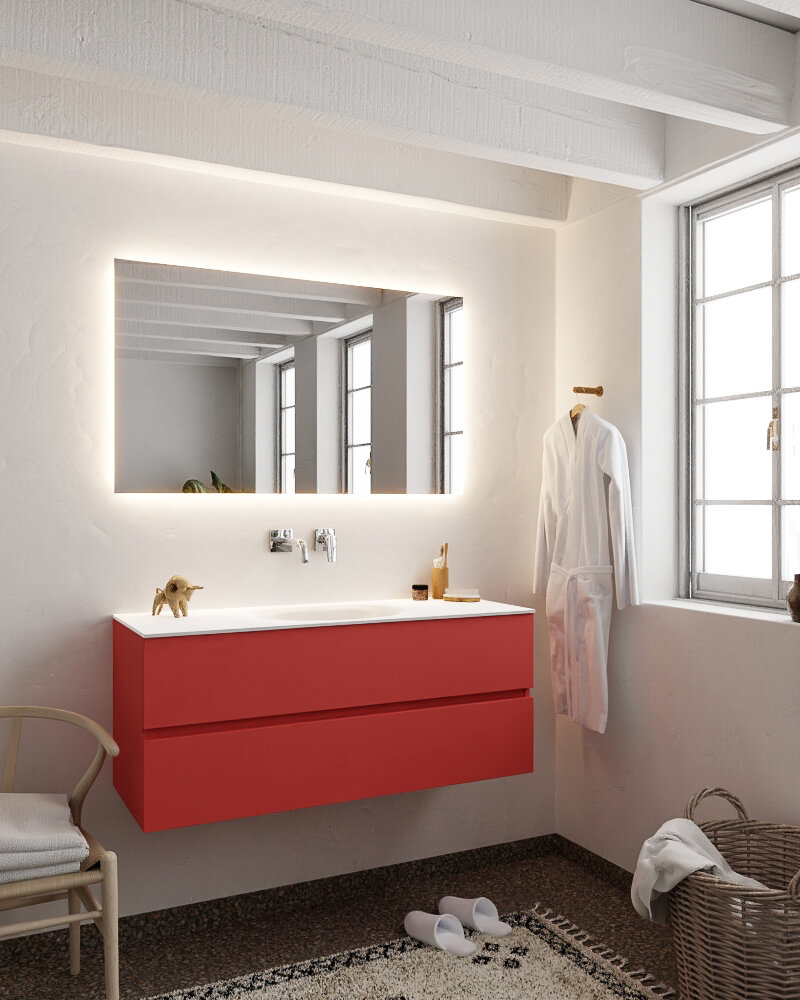 MONDIAZ VICA 120cm mueble de baño Fire 2 cajones lavabo MOON Centro sin orificio. 2 MONDIAZ VICA 120cm mueble de baño Fire 2 cajones lavabo MOON Centro sin orificio. - Imagen 2
