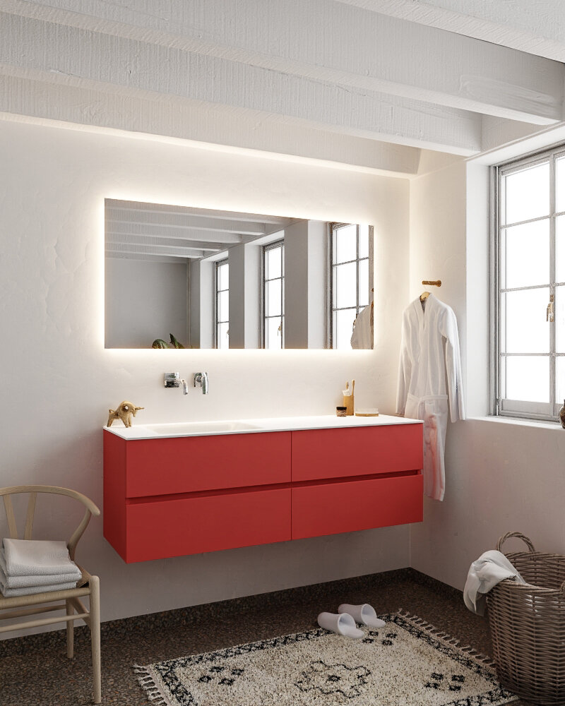 MONDIAZ VICA 150cm mueble de baño Fire 4 cajones lavabo CLOUD Izquierda sin orificio con espejo LED. 2 MONDIAZ VICA 150cm mueble de baño Fire 4 cajones lavabo CLOUD Izquierda sin orificio con espejo LED. - Imagen 2