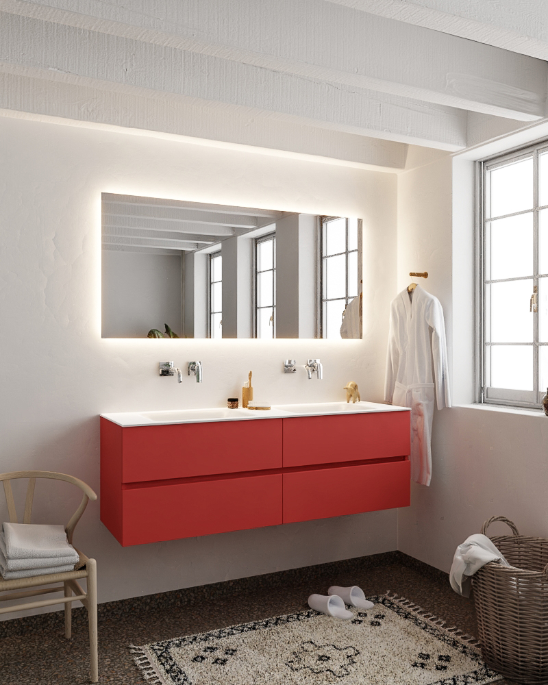 MONDIAZ VICA 150cm mueble de baño Fire 4 cajones lavabo CLOUD Doble sin orificio. 2 MONDIAZ VICA 150cm mueble de baño Fire 4 cajones lavabo CLOUD Doble sin orificio. - Imagen 2